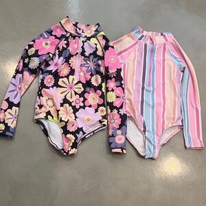 Cotton On Kids Floral and Striped Rashguard Set - Pink, Purple, Blue